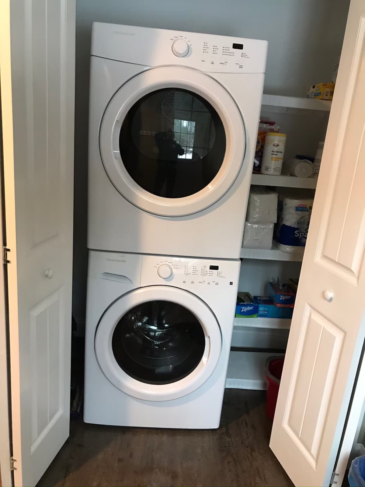 Washer and dryer in the laundry closet